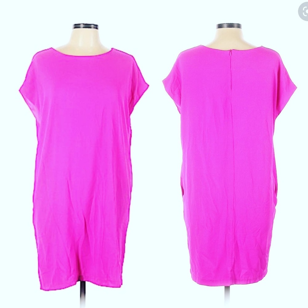 OVI Magenta / Hot Pink Sheath Dress Cap Sleeves